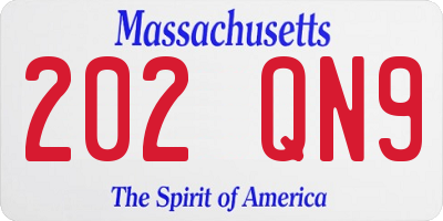 MA license plate 202QN9