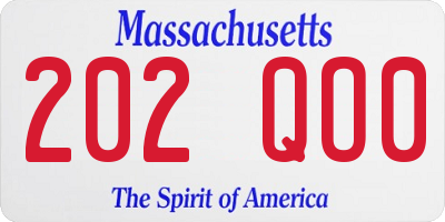 MA license plate 202QO0