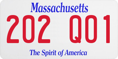 MA license plate 202QO1