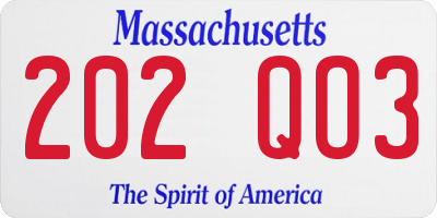 MA license plate 202QO3