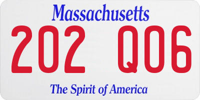MA license plate 202QO6