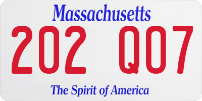 MA license plate 202QO7