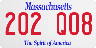 MA license plate 202QO8