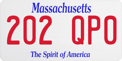 MA license plate 202QP0