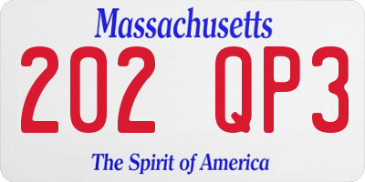 MA license plate 202QP3