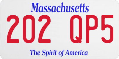 MA license plate 202QP5