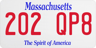 MA license plate 202QP8