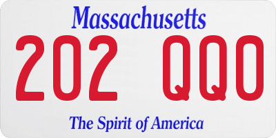 MA license plate 202QQ0