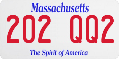 MA license plate 202QQ2