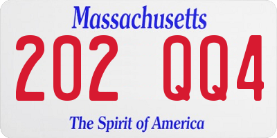 MA license plate 202QQ4