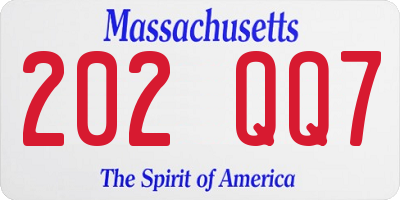 MA license plate 202QQ7