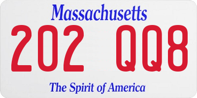 MA license plate 202QQ8