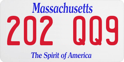 MA license plate 202QQ9