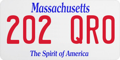 MA license plate 202QR0