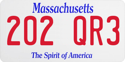 MA license plate 202QR3