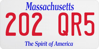 MA license plate 202QR5