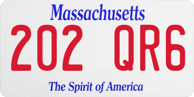 MA license plate 202QR6