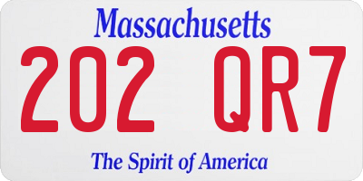 MA license plate 202QR7