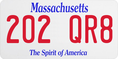 MA license plate 202QR8