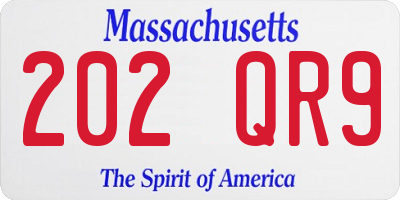 MA license plate 202QR9