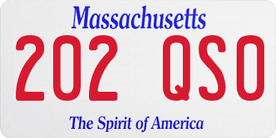 MA license plate 202QS0