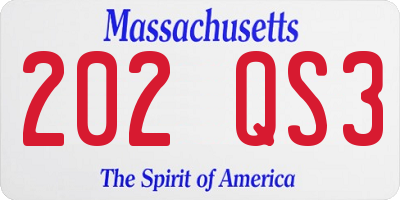 MA license plate 202QS3