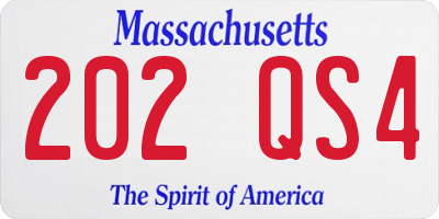 MA license plate 202QS4