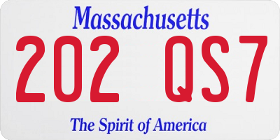 MA license plate 202QS7