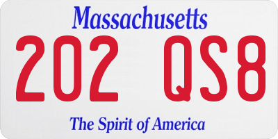 MA license plate 202QS8