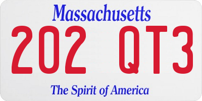 MA license plate 202QT3