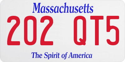 MA license plate 202QT5