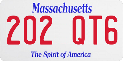 MA license plate 202QT6