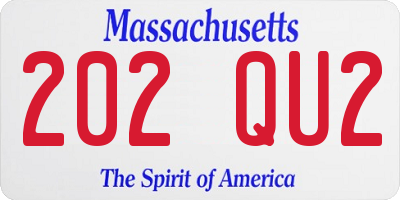 MA license plate 202QU2