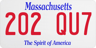 MA license plate 202QU7