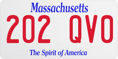 MA license plate 202QV0