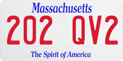 MA license plate 202QV2