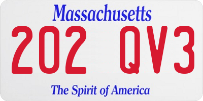 MA license plate 202QV3