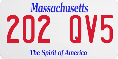 MA license plate 202QV5