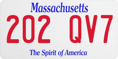 MA license plate 202QV7