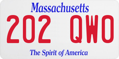 MA license plate 202QW0
