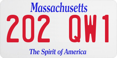 MA license plate 202QW1