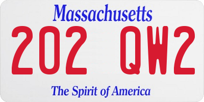 MA license plate 202QW2