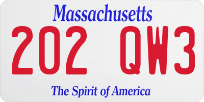 MA license plate 202QW3