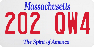 MA license plate 202QW4