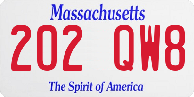 MA license plate 202QW8