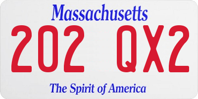 MA license plate 202QX2