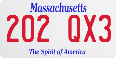 MA license plate 202QX3