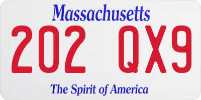 MA license plate 202QX9