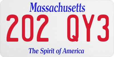 MA license plate 202QY3