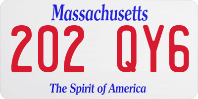 MA license plate 202QY6